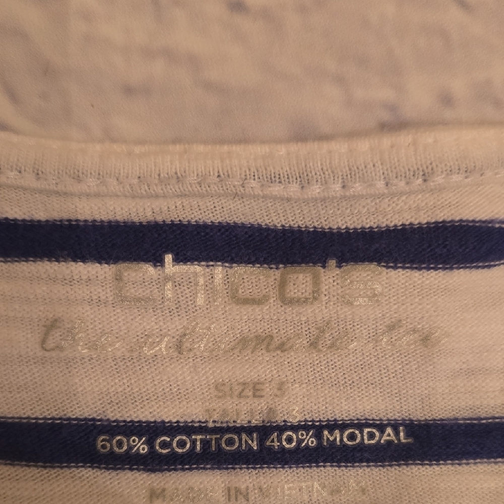Chico's Navy and White Striped Top - Picture 3 of 5